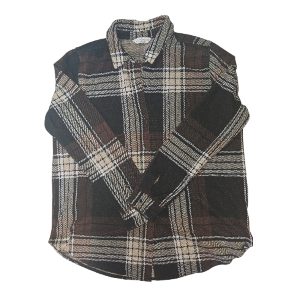 Alpine Women's Plaid Shirt in Brown and Black